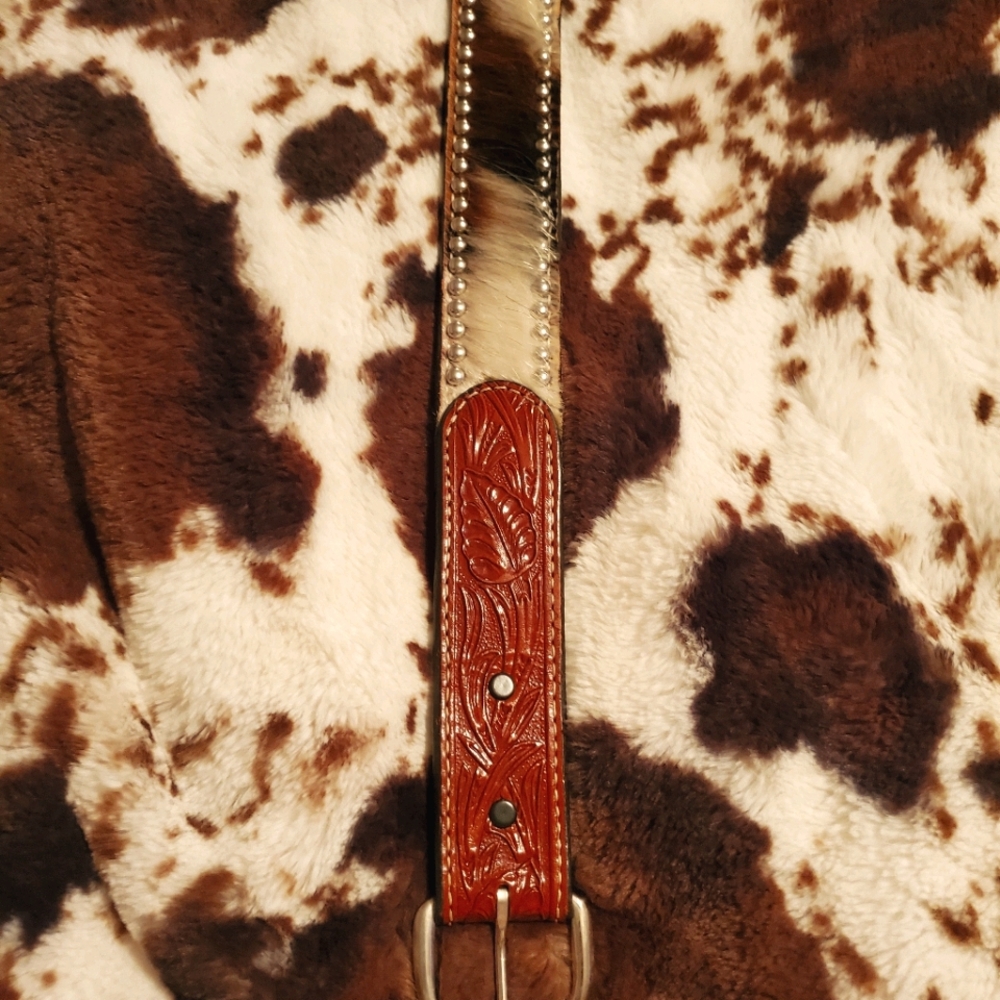 🌵Leather/Hair Western men's belt 🌵
